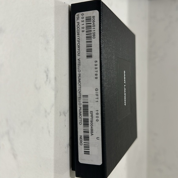 Saint Laurent "For You" YSL Black Leather Metal Purse Travel Compact Mirror NIB - Picture 8 of 8